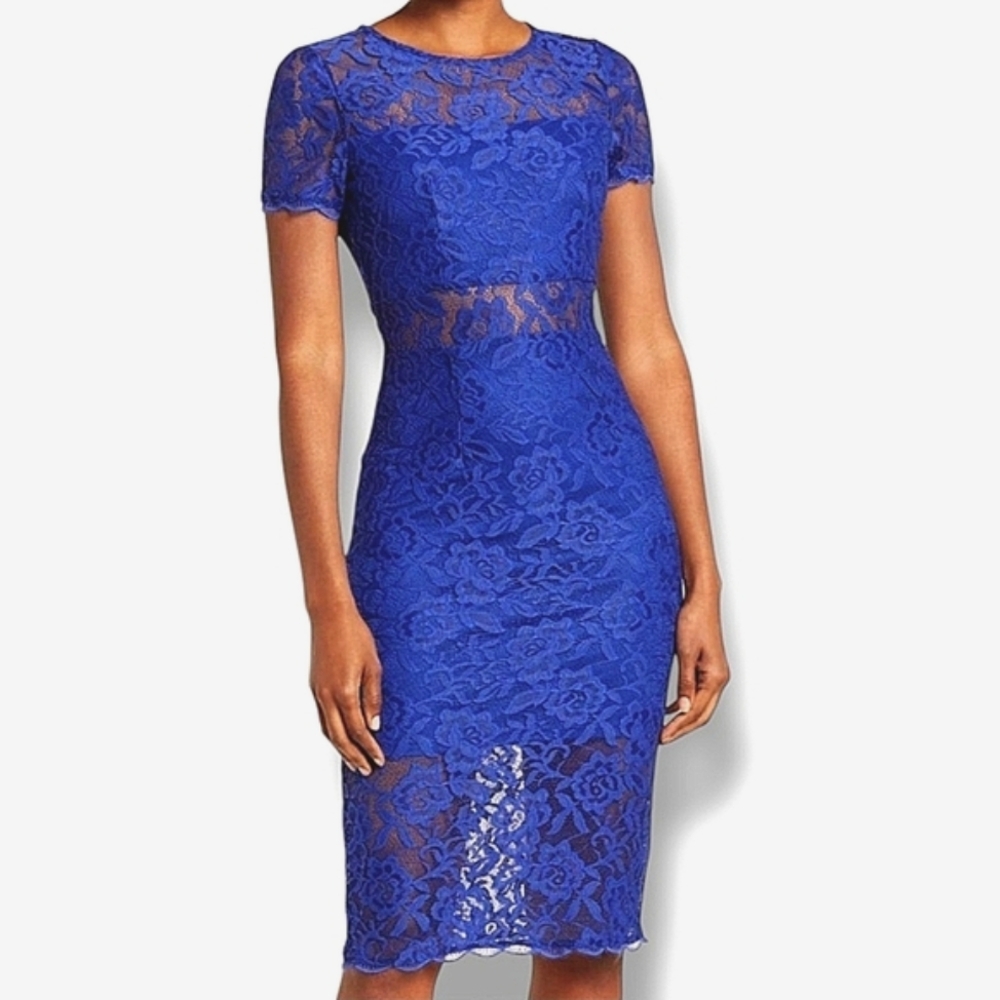 NWT NSR Royal Blue Lace Cut Out Midi Dress Size XS